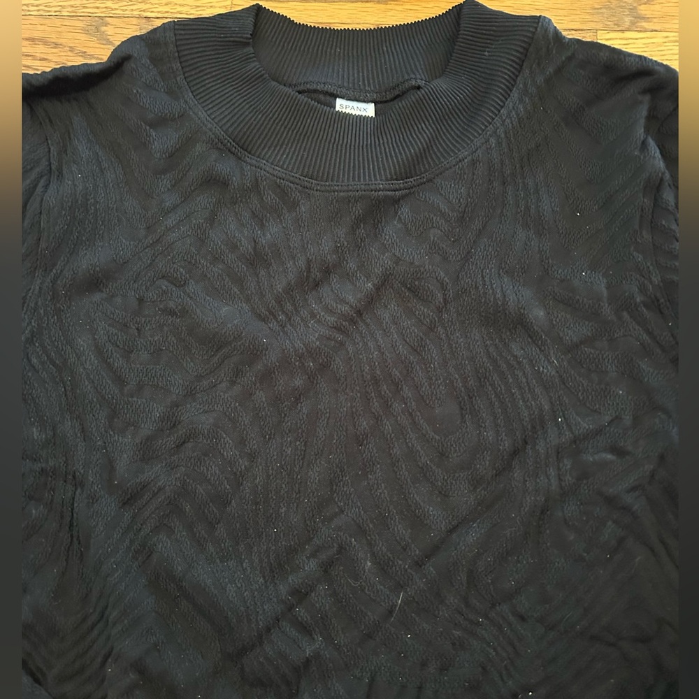 Spanx Air Essentials Black Textured Long Sleeve Shirt size XL NWT